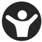 Person with raised arms icon