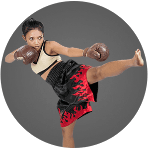 Female athlete demonstrating a powerful kick