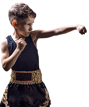 Kid demonstrating boxing technique