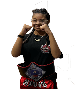 Martial artist with championship belt