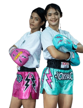 Young athletes in colorful boxing gear