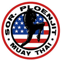 Muay Thai logo with American flag background