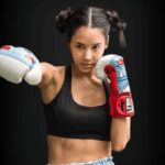 Female boxer in fighting stance