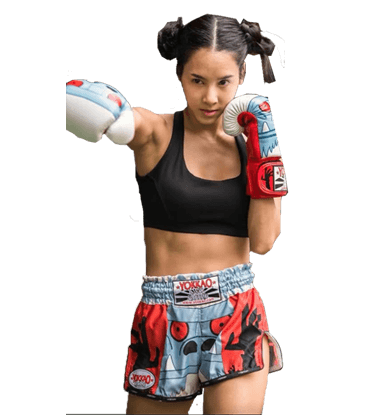 Female boxer in action pose
