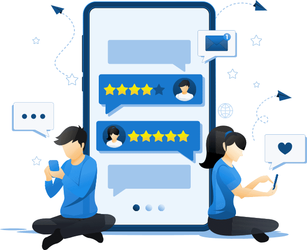 Messaging app interface with users